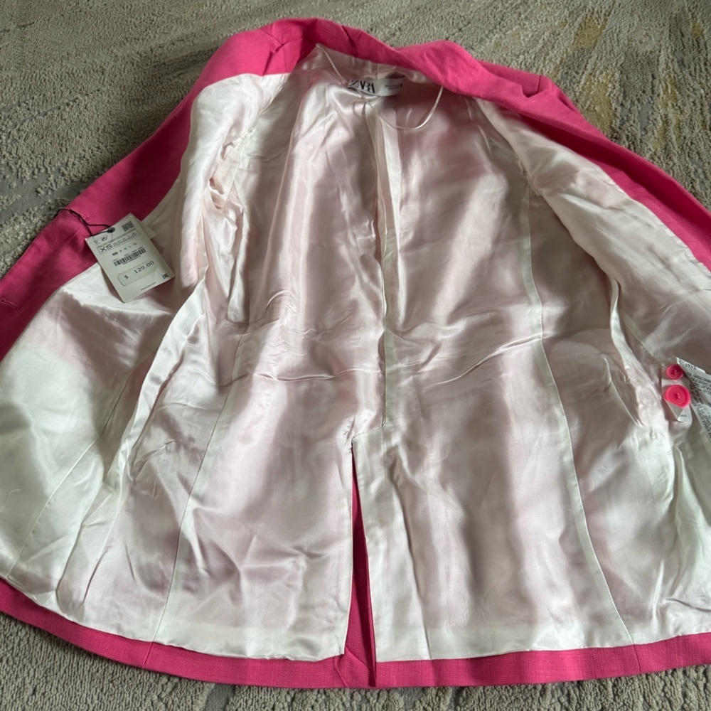 Zara hot pink blazer oversized jacket XS new - Picture 6 of 10